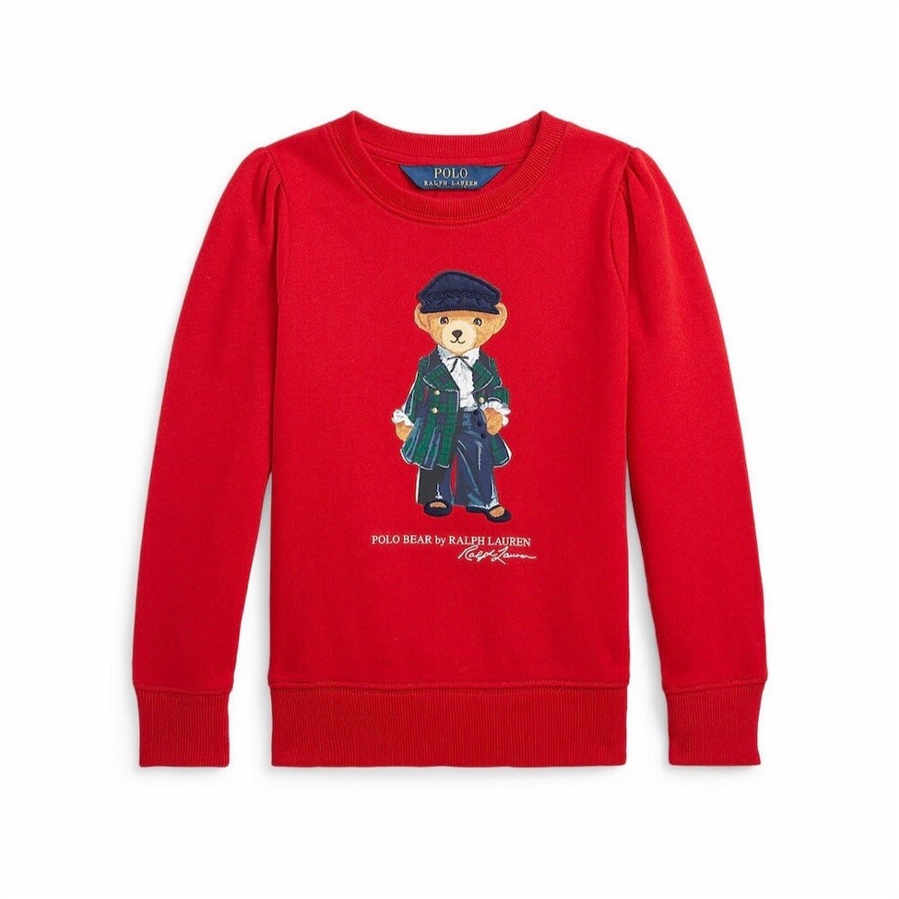 Polo Ralph Lauren Girls Sweatshirt Size 2T Red Polo Bear Crewneck